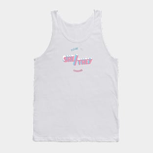 She/They Pronouns (round) Tank Top